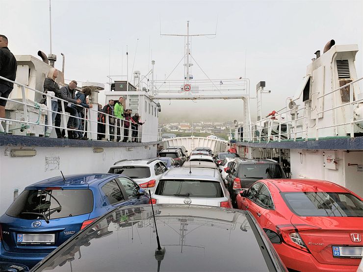 Cars on the Ferry to Kalsoy