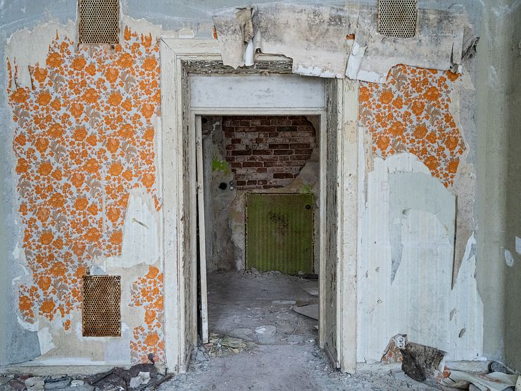 Wallpaper in one of the rooms of Fasta paviljongen