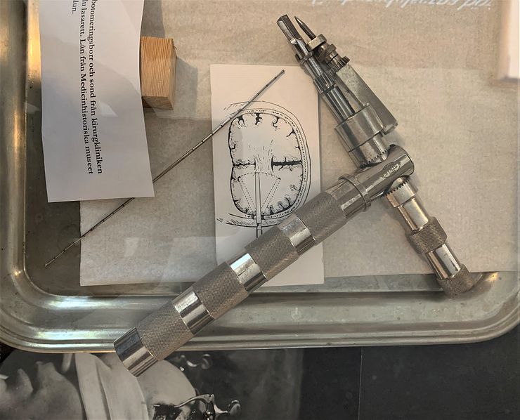 Lobotomy drill and probe.