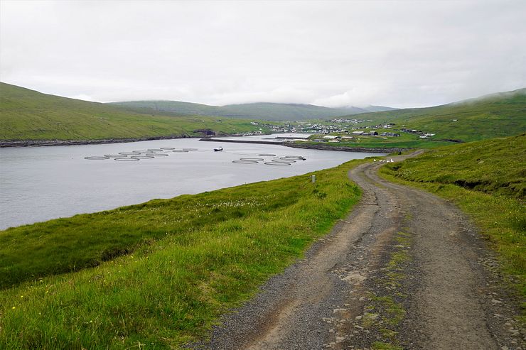 The road from Sandavágur Trøllkonufingur viewpoint